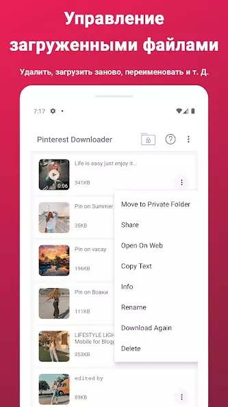Загрузчик видео для Pinterest скриншот 4